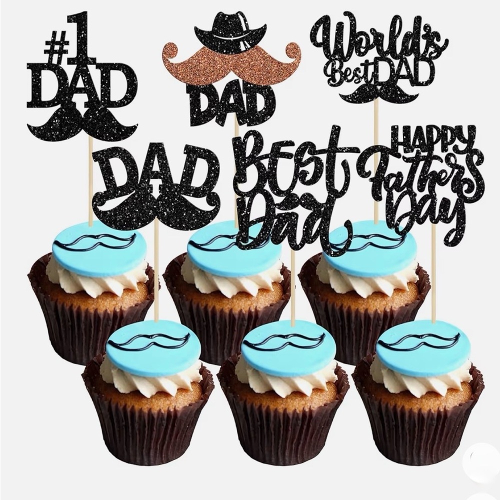 Father's Day Cupcake Toppers (24 pieces) - Black